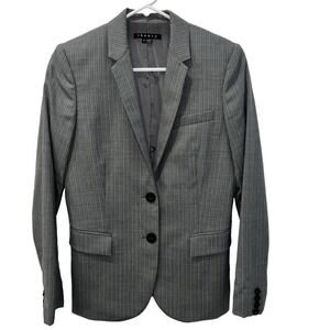 Theory Gray Pinstripe Virgin Wool Blazer | Women’s Size 2